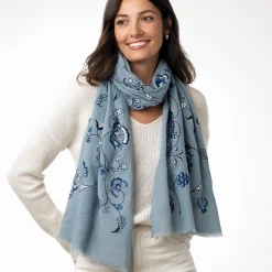 Clearance American Vines Embroidered Shawl Scarves & Wraps