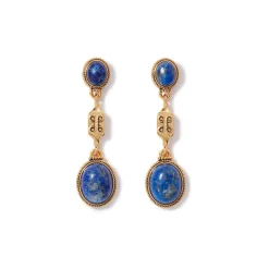 Online Ancient Gems Triple-Drop Lapis Earrings Earrings