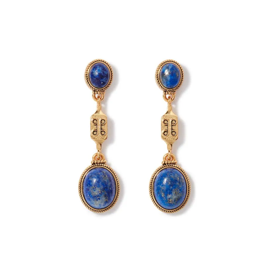 Online Ancient Gems Triple-Drop Lapis Earrings Earrings