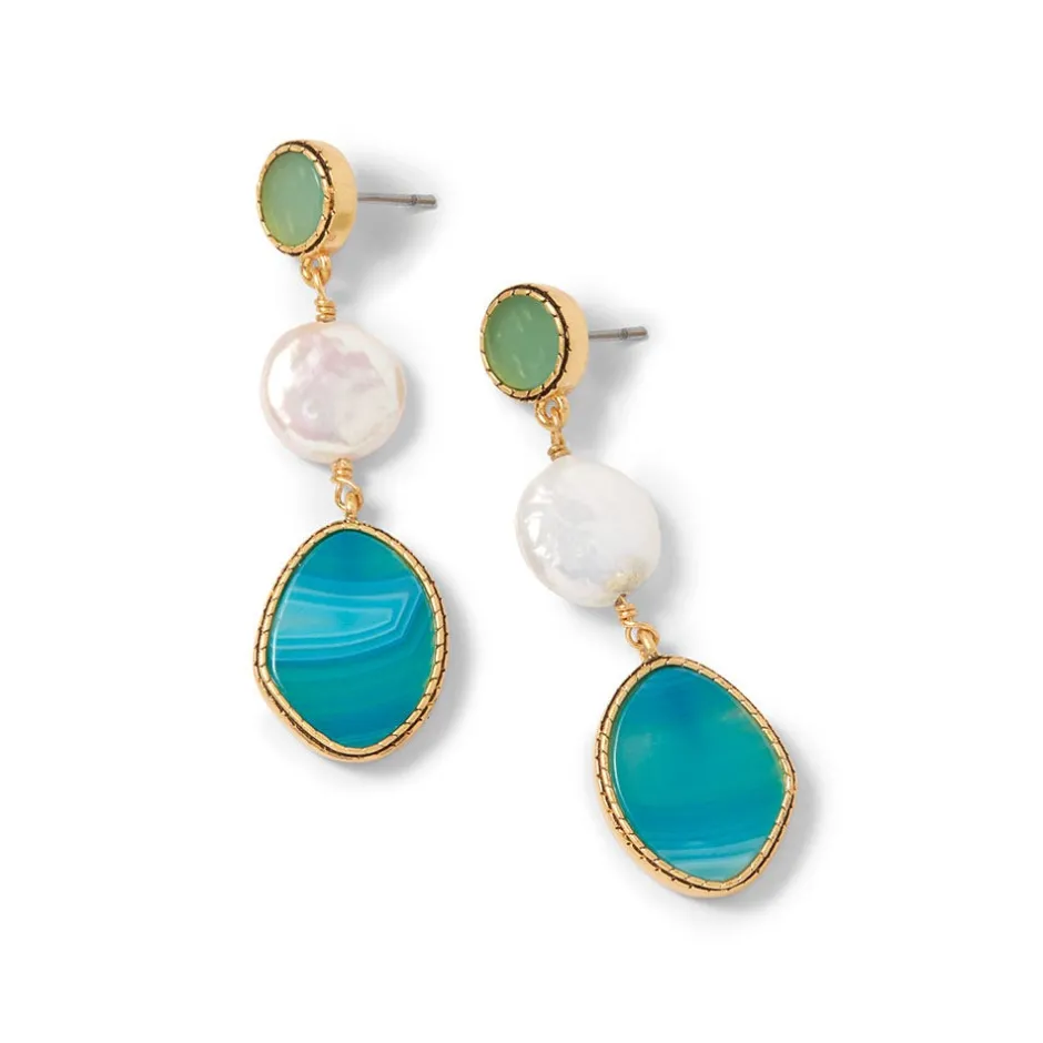 Hot Ancient Mixed Motifs Glass Triple-Drop Earrings Earrings
