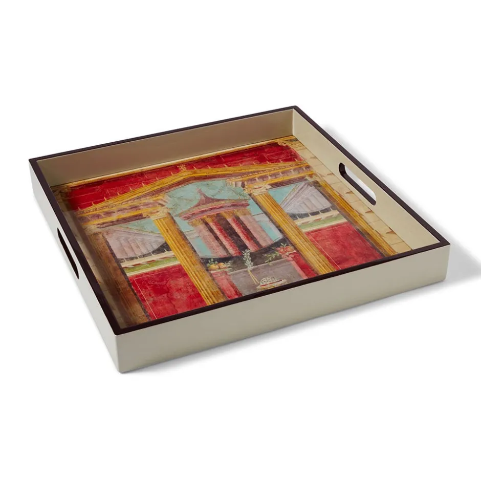 Hot Boscoreale Fresco Wood Lacquer Tray Tableware|Decorative Accents