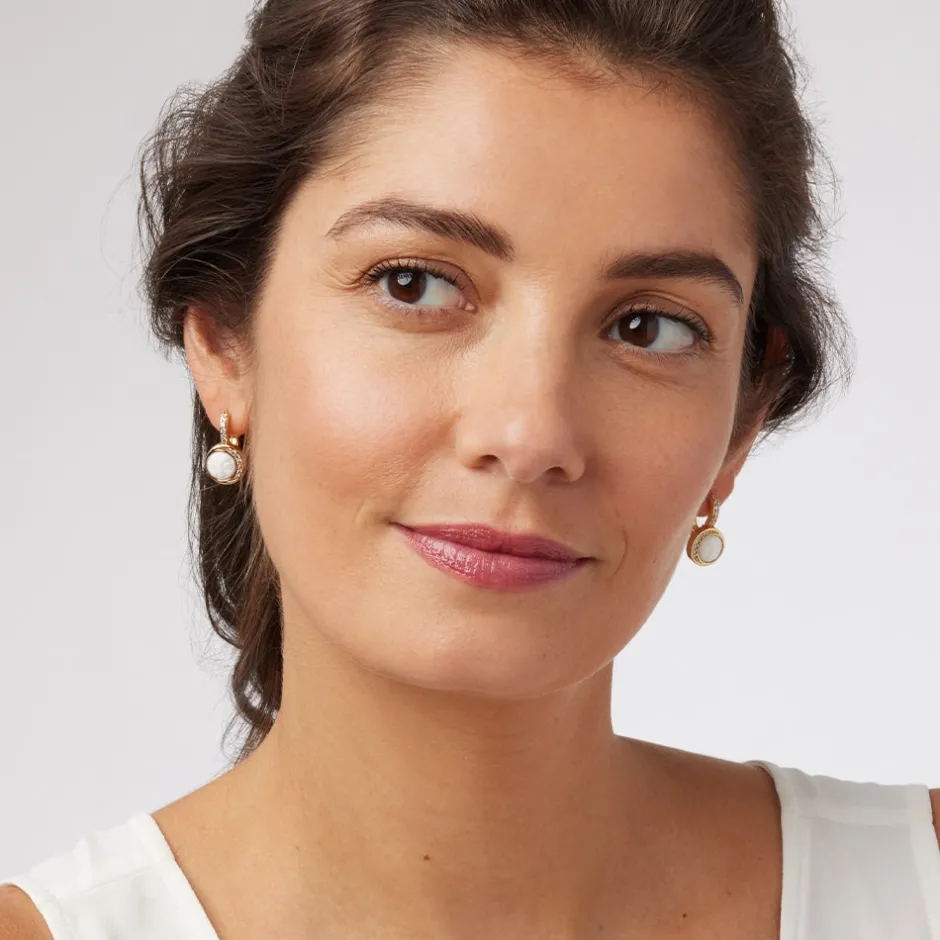 Sale Celestial Symbols Carved Mother-of-Pearl Coin Hoop Earrings Earrings