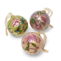 Sale Chelsea Botanicals Hand-Painted Glass Ornament Set Ornaments