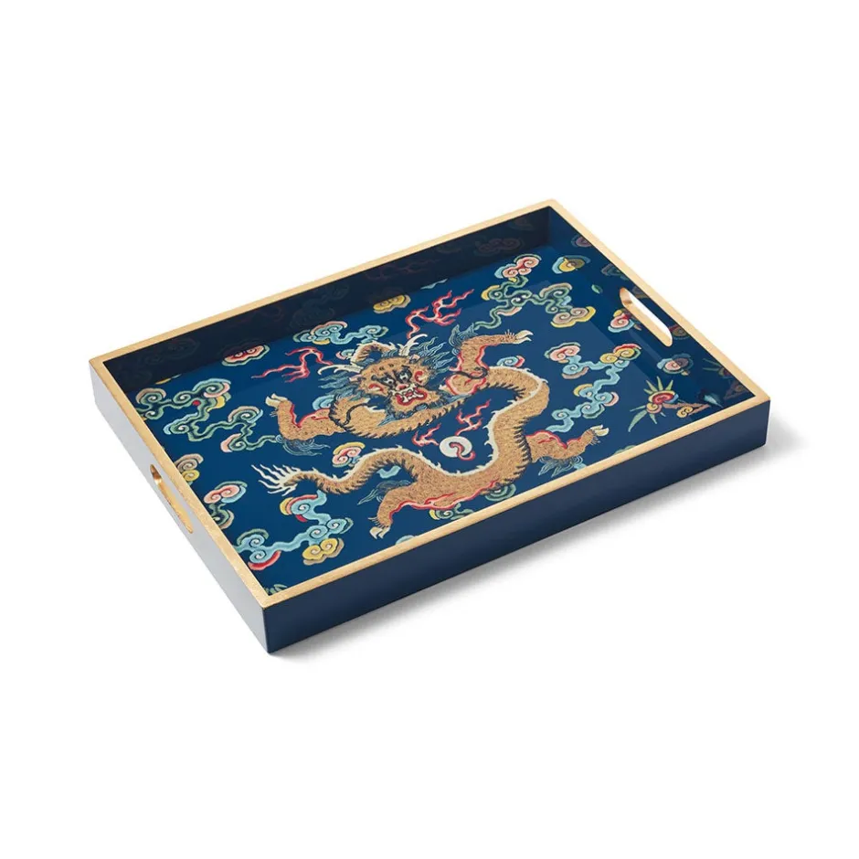 New Chinese Dragon Rank Badge Lacquer Tray Tableware|Decorative Accents