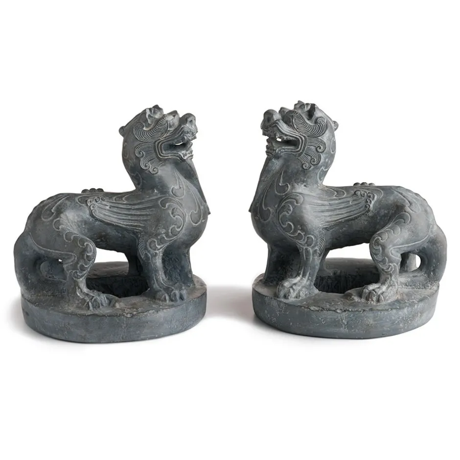 Chinese Guardian Figure Bookends Sculpture|Decorative Accents