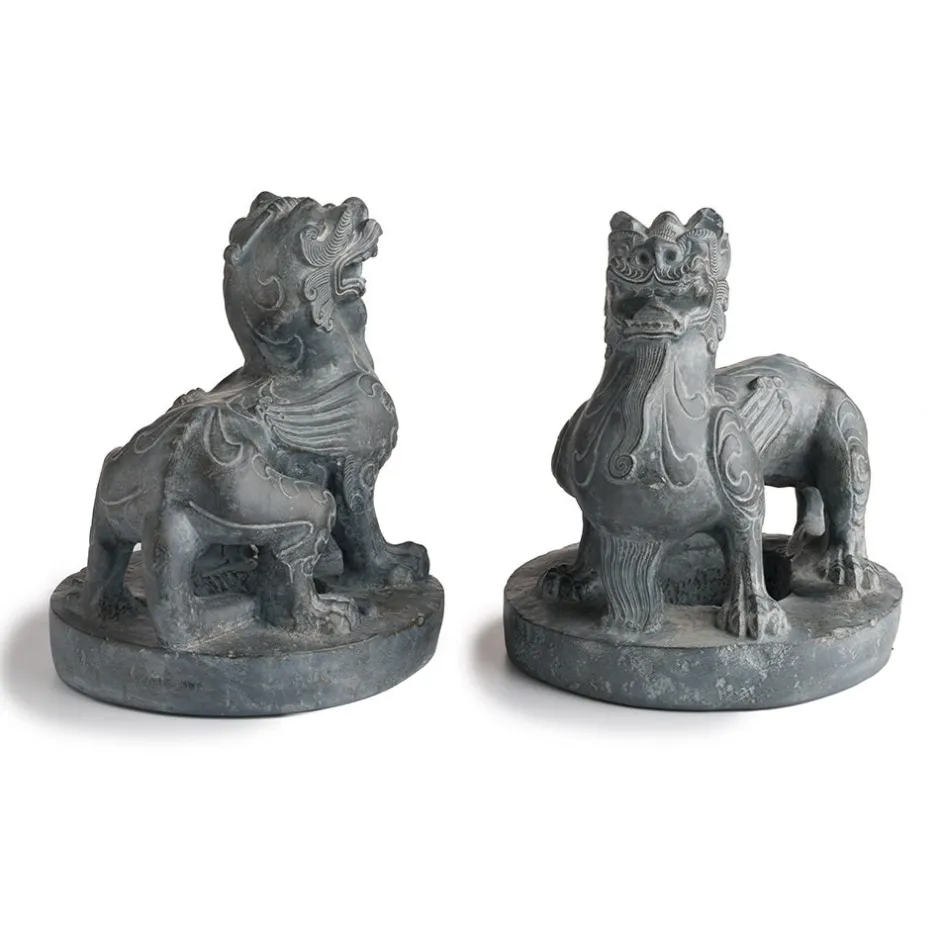 Chinese Guardian Figure Bookends Sculpture|Decorative Accents