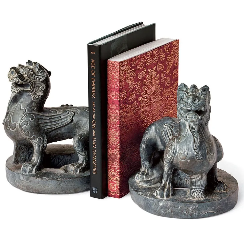 Chinese Guardian Figure Bookends Sculpture|Decorative Accents