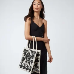 Discount Chinese Peony Oversize Structured Tote Bags