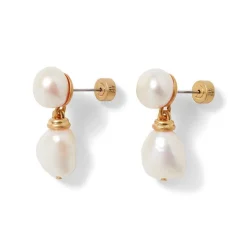 Hot Cypriot Twist Pearl Double-Drop Earrings Earrings