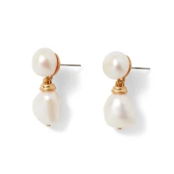 Hot Cypriot Twist Pearl Double-Drop Earrings Earrings