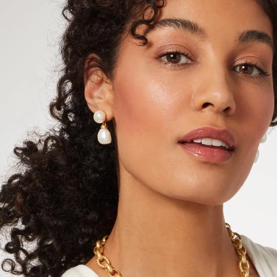 Hot Cypriot Twist Pearl Double-Drop Earrings Earrings
