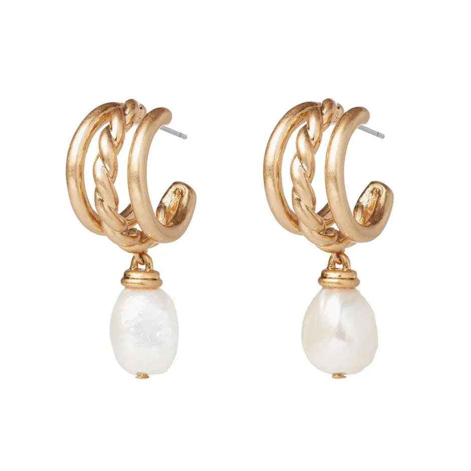Online Cypriot Twist Pearl Triple-Hoop Earrings Earrings