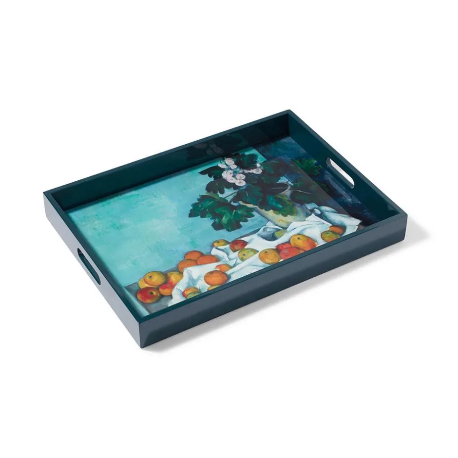 New Cézanne Apples and Primroses Rectangular Lacquer Tray Tableware|Decorative Accents