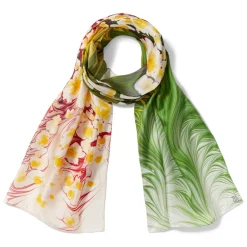 Best Daisy Garden Marbled Paper Oblong Silk Scarf Scarves & Wraps