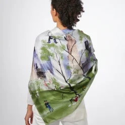 Sale Dehn Spring in Central Park Square Silk Scarf Scarves & Wraps