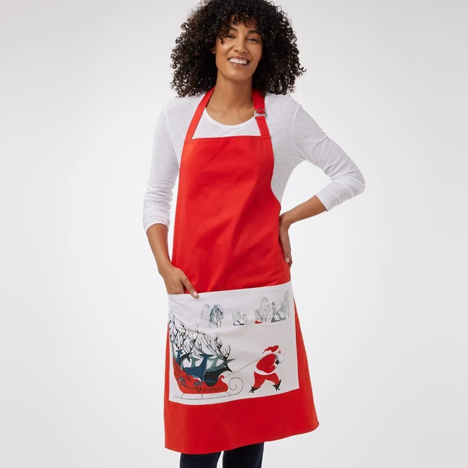 Best Earle Santa and Deer Apron with Pocket Tableware