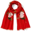 Clearance Edo Blossoms and Butterflies Embroidered Shawl Scarves & Wraps