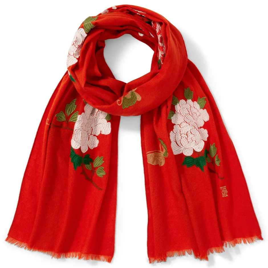 Clearance Edo Blossoms and Butterflies Embroidered Shawl Scarves & Wraps