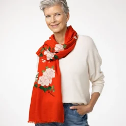 Clearance Edo Blossoms and Butterflies Embroidered Shawl Scarves & Wraps