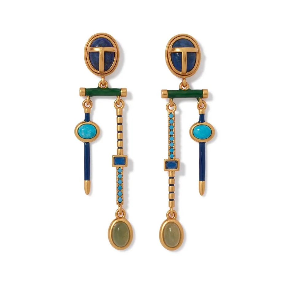 Sale Egyptian Heart Scarab Chandelier Earrings Earrings