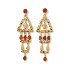 Sale Egyptian Nefer Amulet Red Jasper Chandelier Earrings Earrings