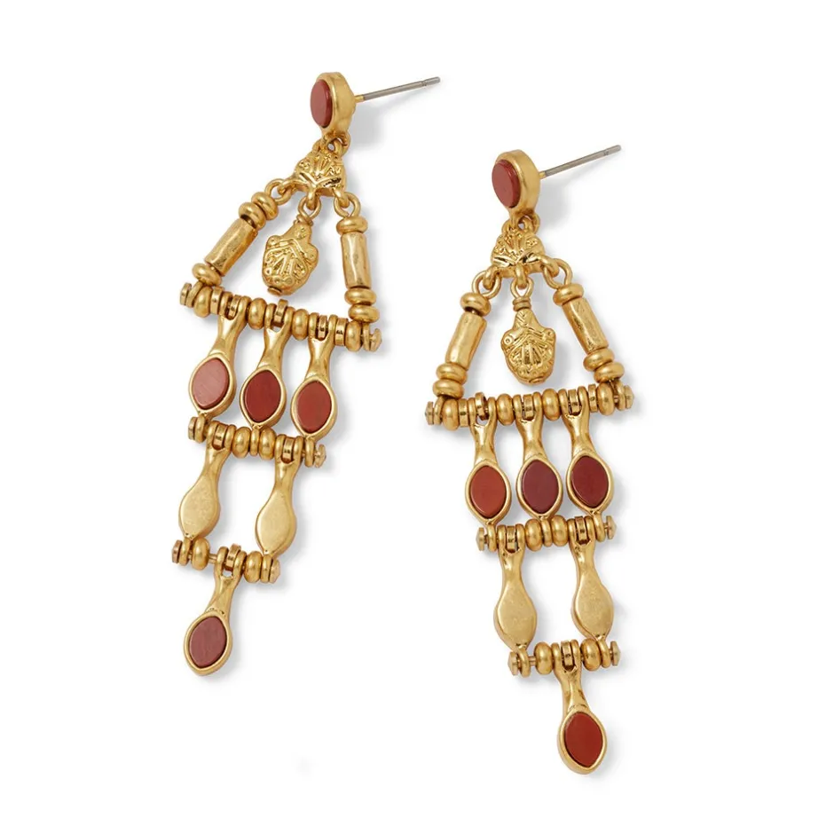 Sale Egyptian Nefer Amulet Red Jasper Chandelier Earrings Earrings