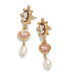 New European Cameo Charm Necklace and Drop Earrings Set Jewelry Sets