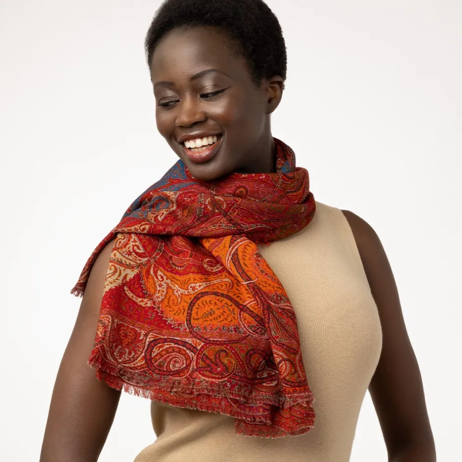 Discount Four Seasons Paisley Square Wool Scarf Scarves & Wraps