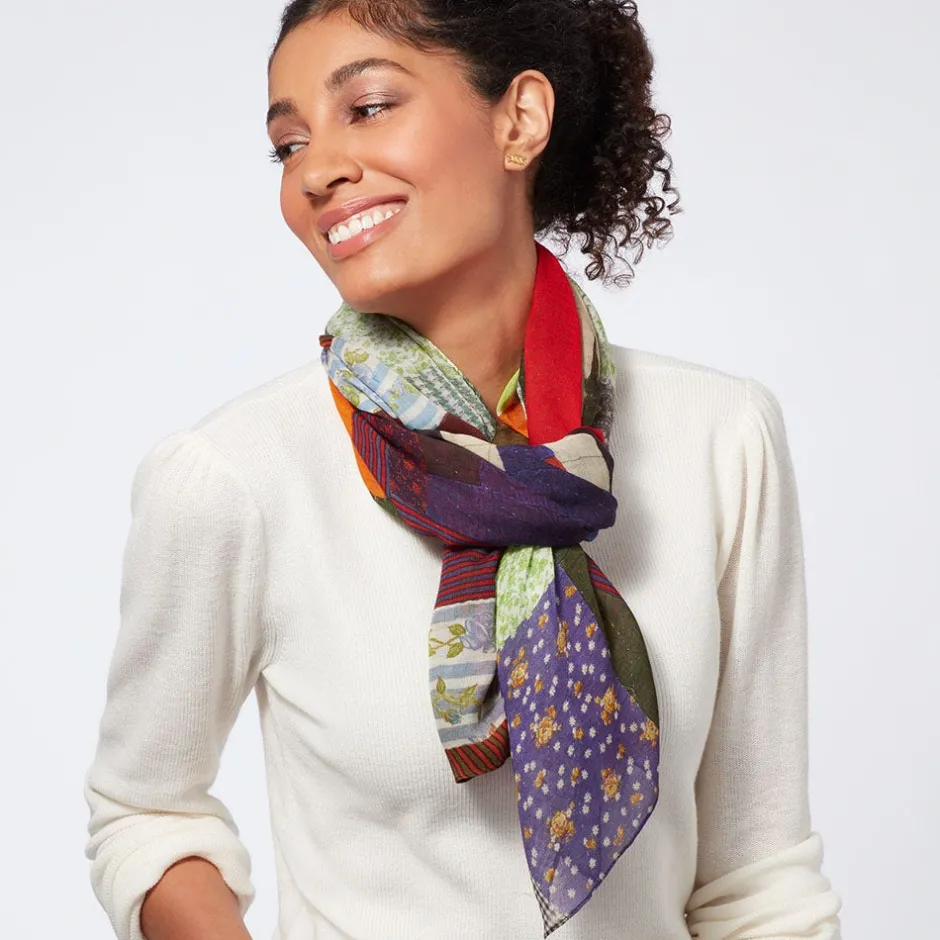 Discount Gee's Bend Pettway Quilt Design Oblong Silk Scarf Scarves & Wraps