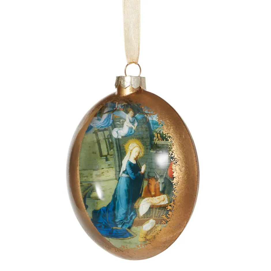 Best Gerard David Nativity Scene Glass Disc Ornament Ornaments