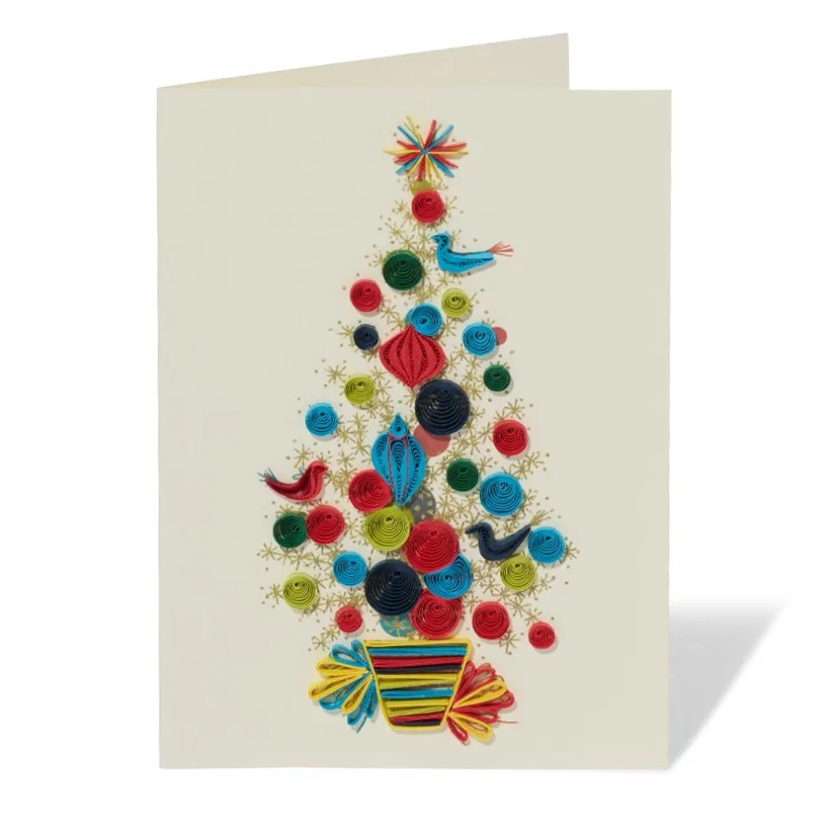 Discount Golden Christmas Tree Quilled Holiday Card Holiday Cards