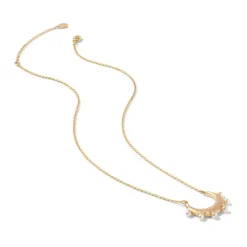 New Hammered Crescent Pearl Pendant Necklace Necklaces