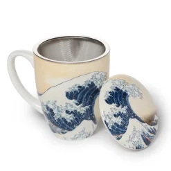 Clearance Hokusai Great Wave Covered Mug with Tea Infuser Tableware