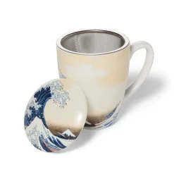 Clearance Hokusai Great Wave Covered Mug with Tea Infuser Tableware
