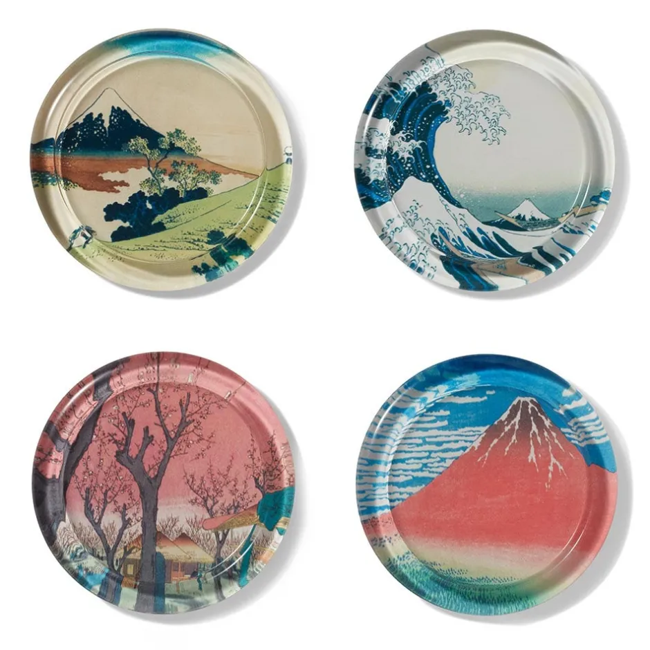 Outlet Hokusai Prints Glass Coasters Tableware