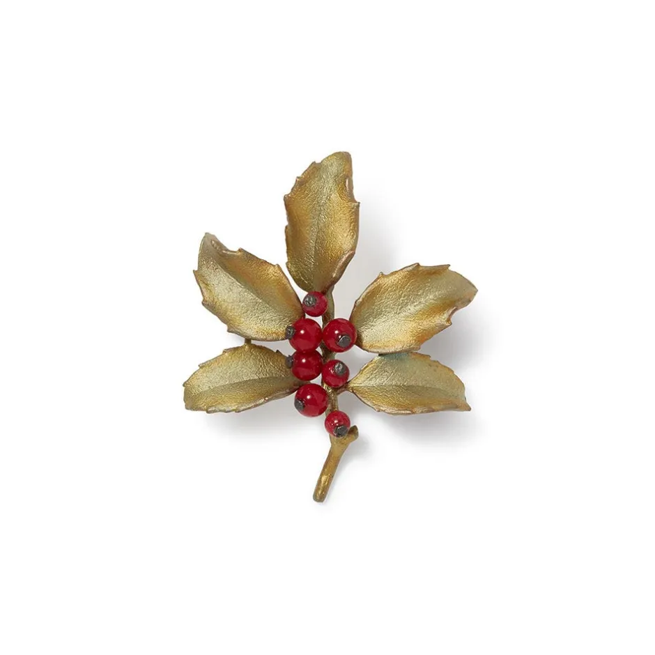 Sale Holly Berry Jade Brooch Pins & Brooches