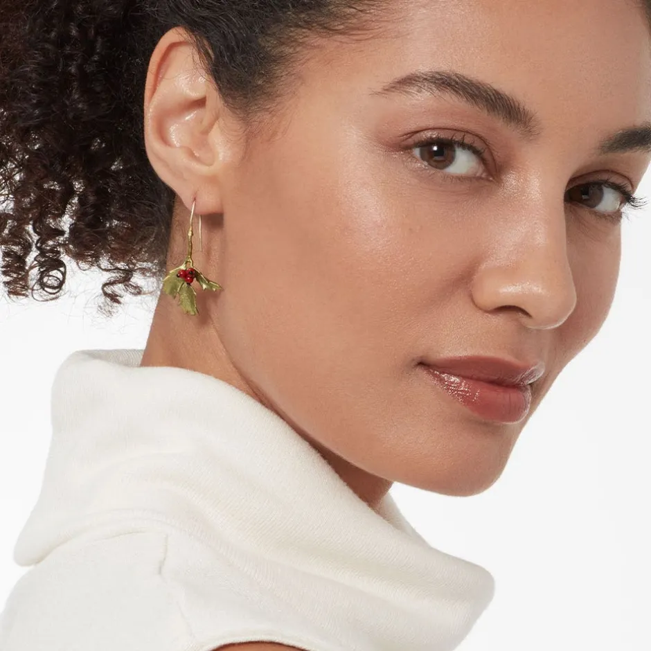 Holly Berry Jade Drop Earrings Earrings