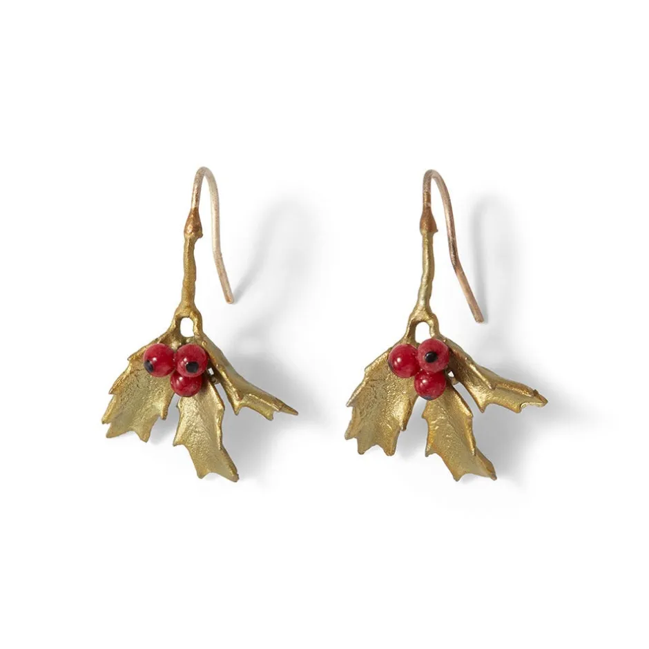 Holly Berry Jade Drop Earrings Earrings