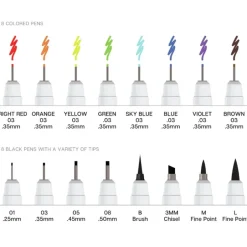 Clearance Inkline Fine Line Pen Set Art Supplies & Easels
