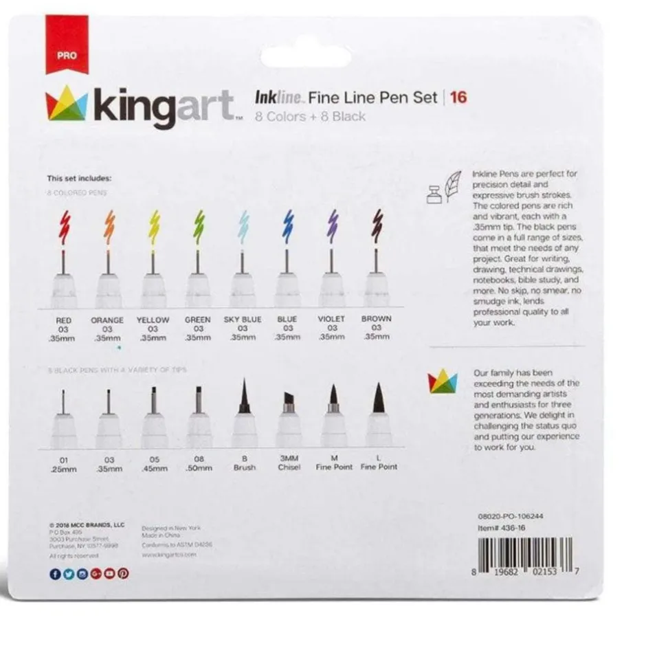 Clearance Inkline Fine Line Pen Set Art Supplies & Easels