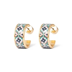 Hot Iznik Cintamani Enamel Hoop Earrings Earrings