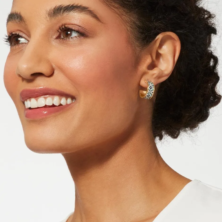 Hot Iznik Cintamani Enamel Hoop Earrings Earrings