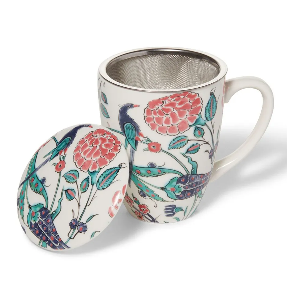 Outlet Iznik Garden Covered Mug with Tea Infuser Tableware