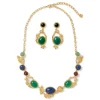 Hot Japanese Imari Collar Necklace and Linear Drop Earrings Set Jewelry Sets