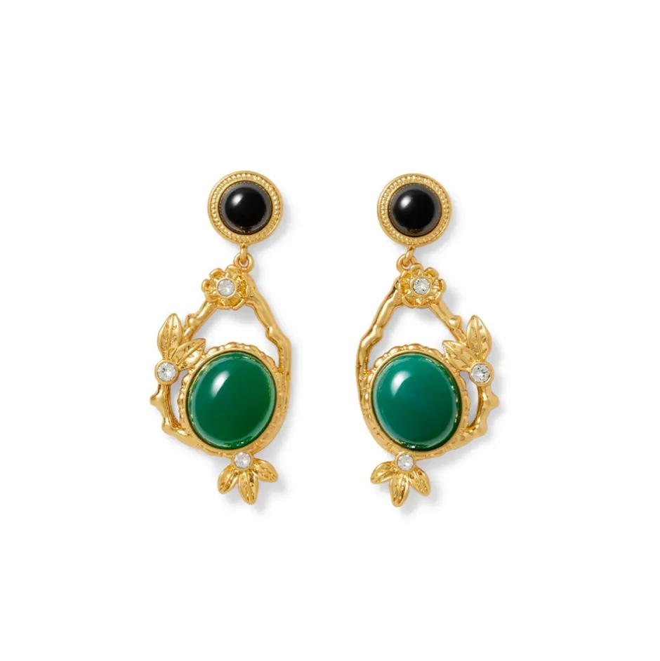 Japanese Imari Statement Drop Earrings Earrings