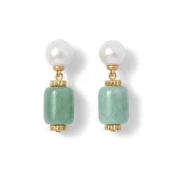 Outlet Karavas Gems Aventurine and Pearl Drop Earrings Earrings