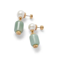 Outlet Karavas Gems Aventurine and Pearl Drop Earrings Earrings