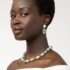 Discount Karavas Gems Large-Bead Aventurine and Pearl Necklace Necklaces