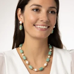 Discount Karavas Gems Large-Bead Aventurine and Pearl Necklace Necklaces