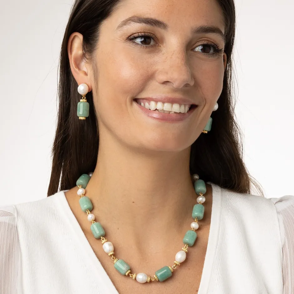 Discount Karavas Gems Large-Bead Aventurine and Pearl Necklace Necklaces